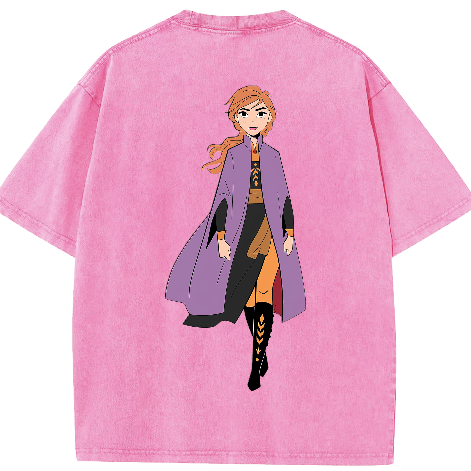 （画像用） アナと雪の女王 アンナ エルサ Frozen Anna Elsa 綿100% ヴィンテージ風 半袖Tシャツ（背面プリント）